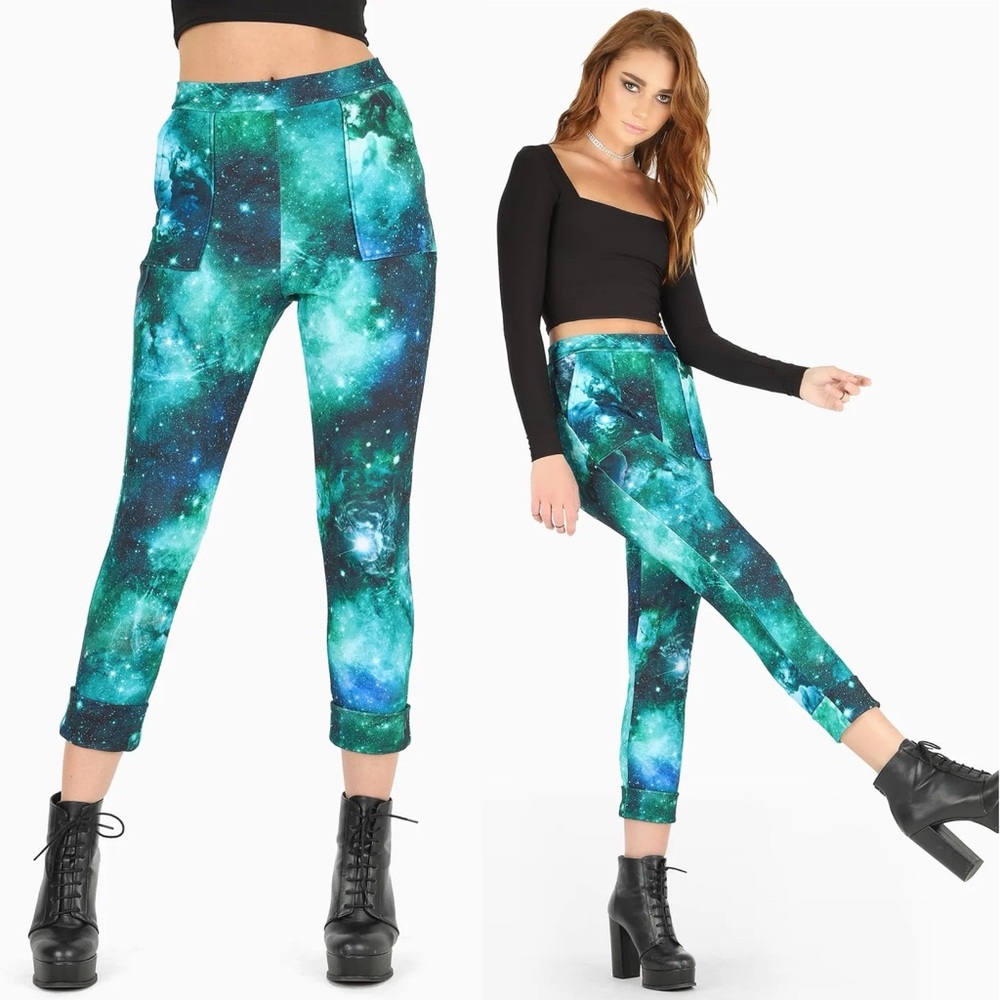 Galaxy Turquoise Cuffed Pants Limited Small✨ 
made in Australia